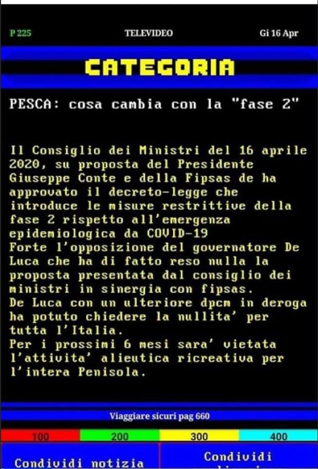 La bufala della pesca fermata per sei mesi