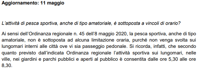 Chiarimenti sulla pesca sportiva e ricreativa in Campania