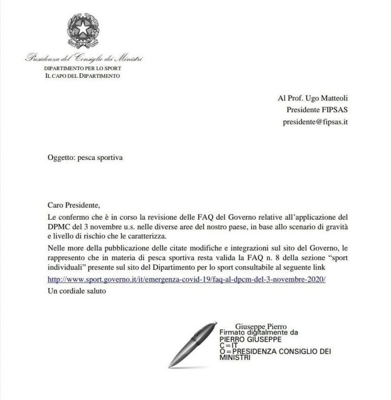 E’ arrivato il chiarimento del Dipartimento dello Sport della Presidenza del Consiglio dei Ministri