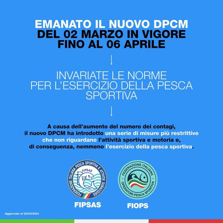 Nuovo DPCM del 2 marzo: cosa cambia per la pesca sportiva e ricreativa?